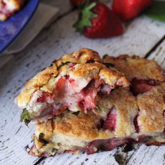 Strawberry Rhubarb Basil Scones