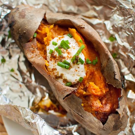 Baked Sweet Potatoes on the BBQ