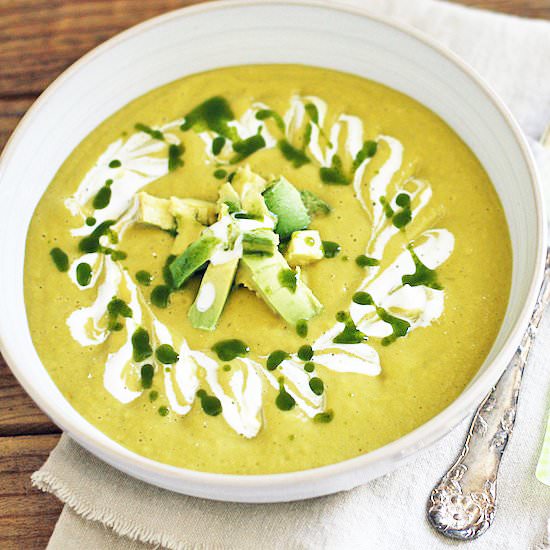 Chilled Avocado Soup + Cilantro Oil