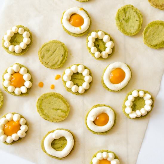 Matcha and Mango Macarons