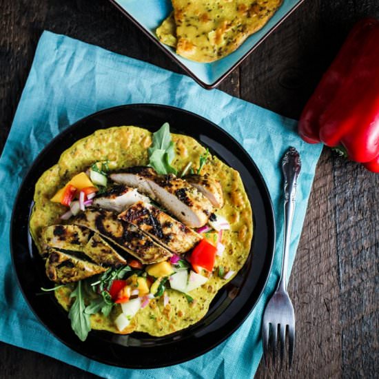 Chickpea Crepes with Curry Chicken
