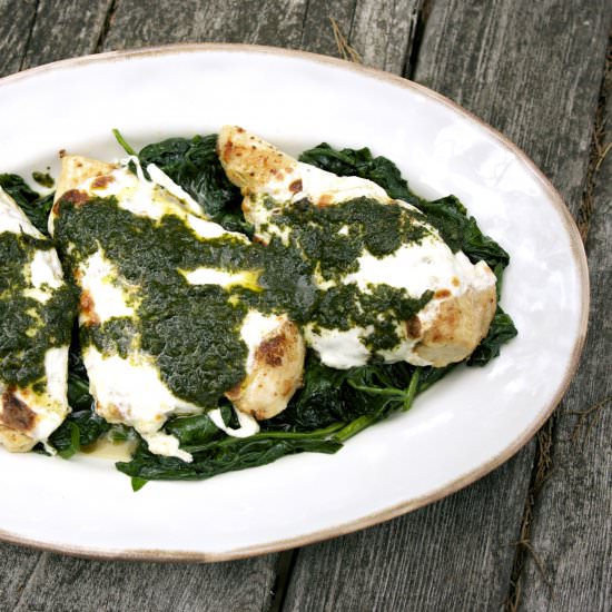 Garlic Chicken Mozzarella & Pesto