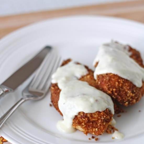 Nutty fried chicken with milk gravy