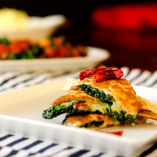 Spinach Sun Dried Tomato Quesadilla