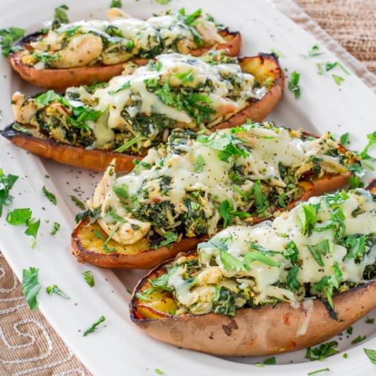 Chicken Stuffed Sweet Potato skins
