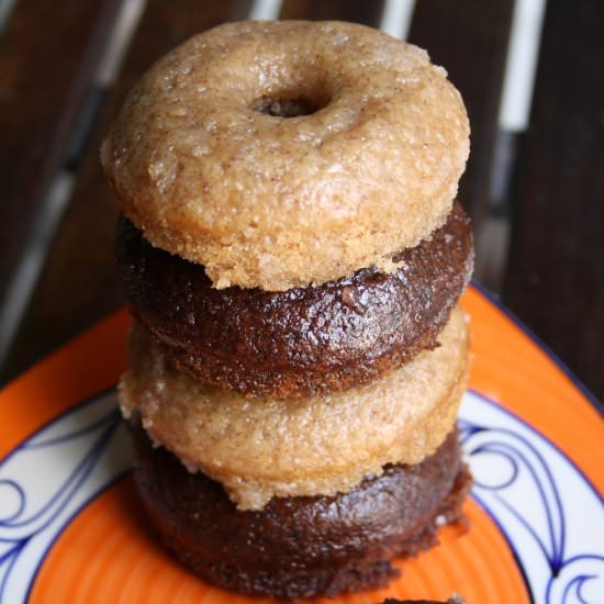 Chocolate and Vanilla Barley Donuts