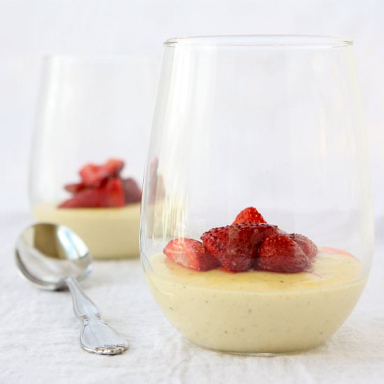 Honey Custards with Strawberries