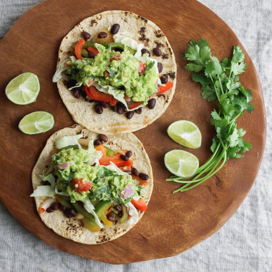 Black Bean Fajitas + Guacamole