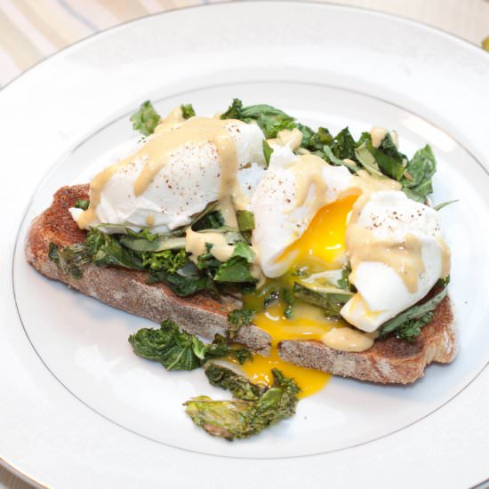 Garlic Kale Poached Eggs Toast