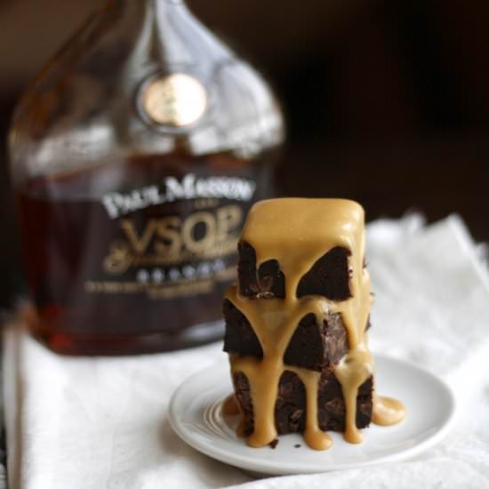 Brownies with Brandy Caramel Glaze
