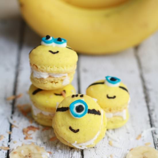 Minion Banana Macarons with Coconut
