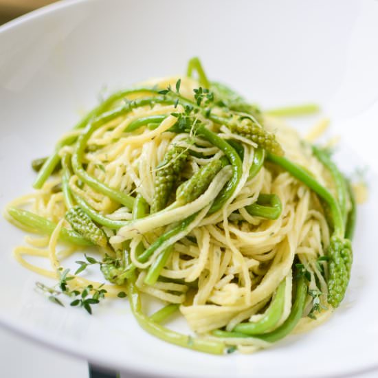 Homemade Pasta with Wild Asparagus