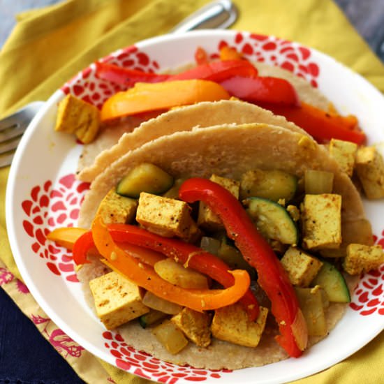 Curried tofu scramble tacos