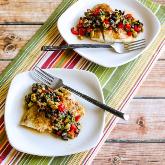 Roasted Barramundi with olive relis