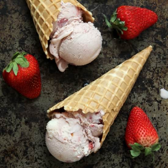 Strawberry Angel Food Ice Cream