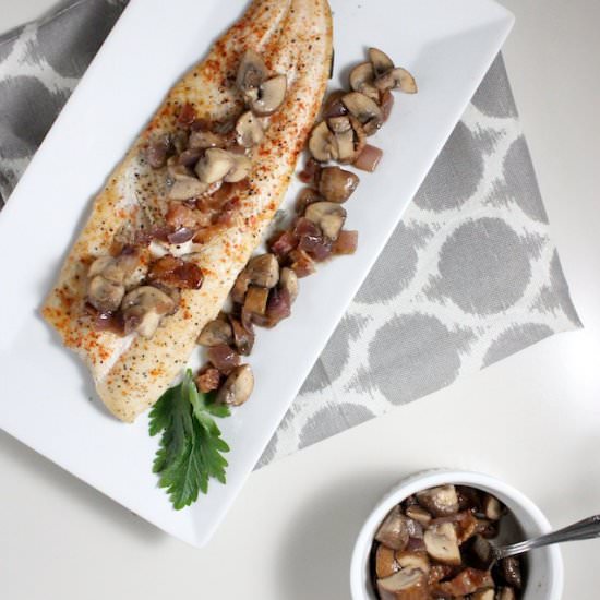 Trout w. Mushroom Bacon Vinaigrette