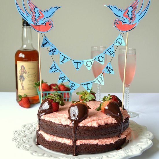Rum Cake with Strawberry Frosting