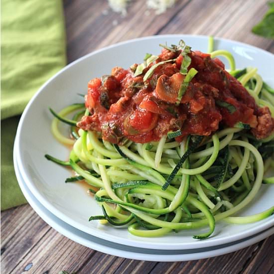 Zucchini Noodles with Meat Sauce