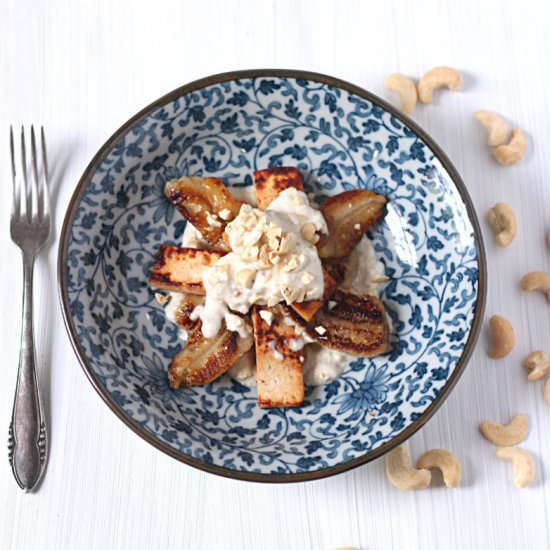 Caramelized tofu and bananas