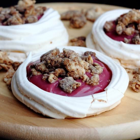 Pomegranate Curd Meringue Boats