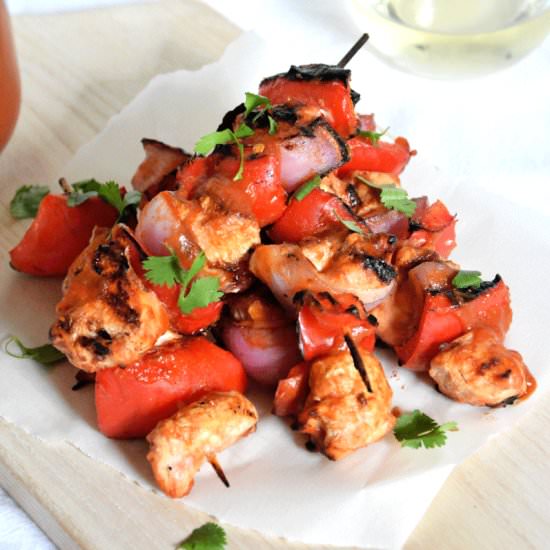 Mango BBQ Gazed Chicken Skewers