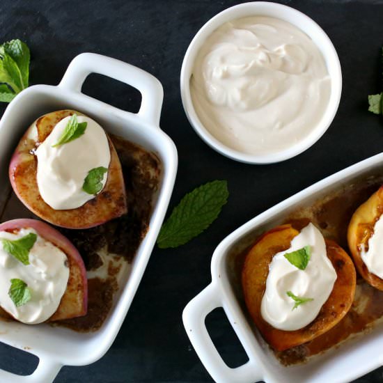 Sugar Baked Peaches & Yogurt Sauce