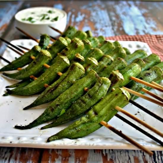 Peppery Grilled Okra