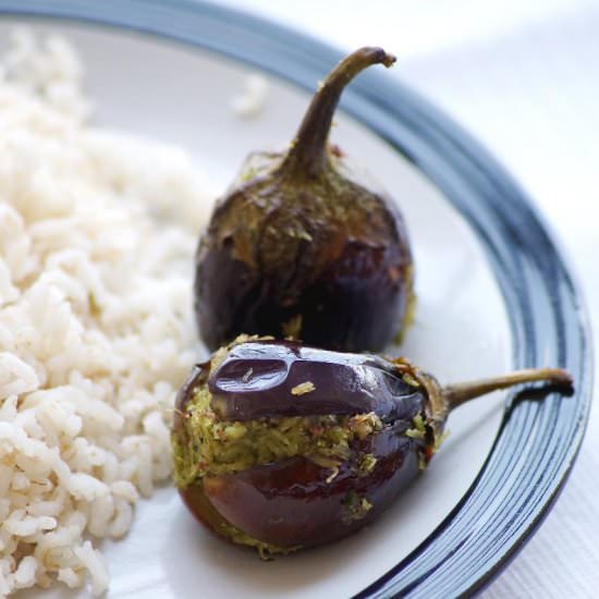 Coconut Stuffed Eggplant Curry