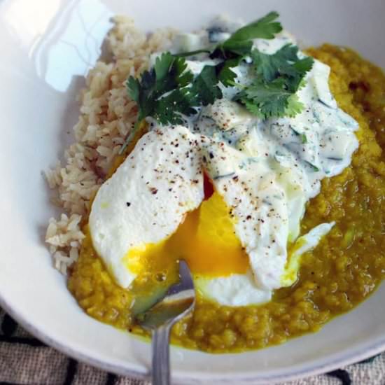 Red Lentil Dal and Poached Eggs