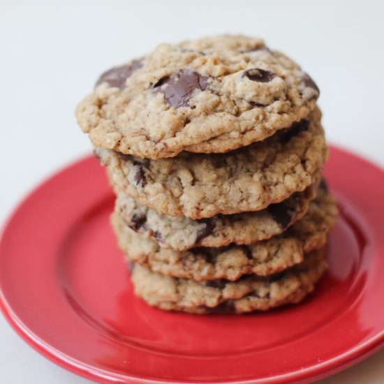 Dark Chocolate Chip Oatmeal Cookies