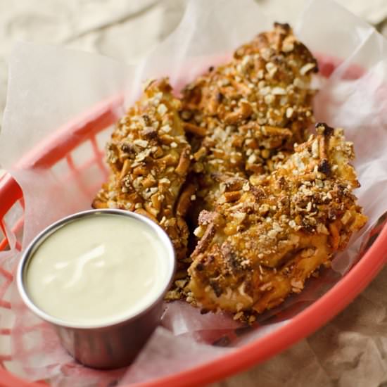Cheddar Dijon Pretzel Chicken