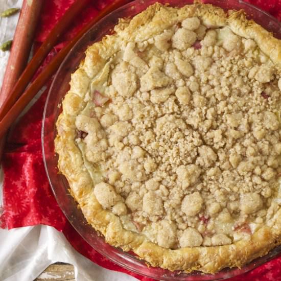 Rhubarb Cardamom Custard Pie