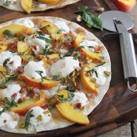 Peach Burrata & Bacon Quesadilla