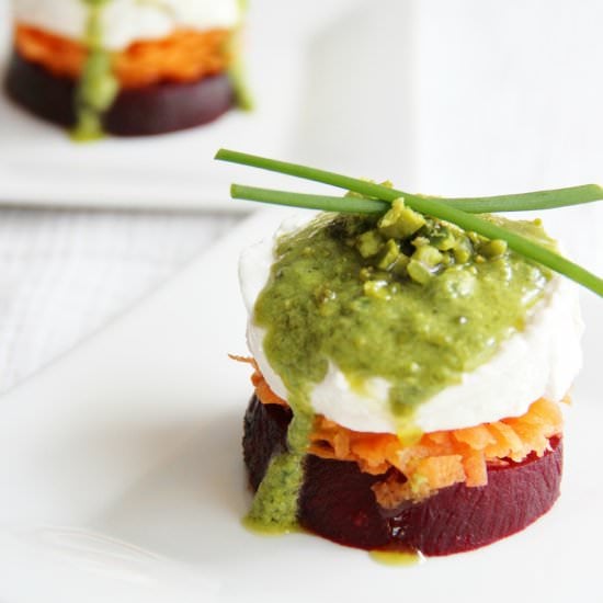 Beet, Carrot & Goat Cheese Stacks