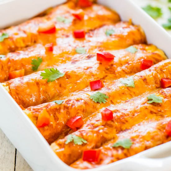 Sweet Potato, Corn, Bean Enchiladas