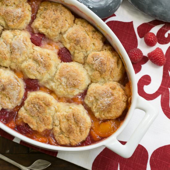 Peach Raspberry Cobbler