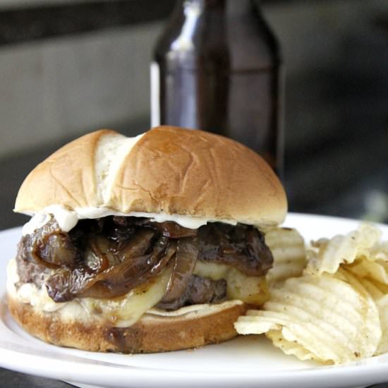 French Onion Beer Burgers