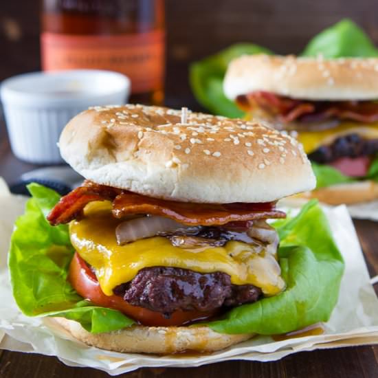 Bourbon burger with bourbon glaze