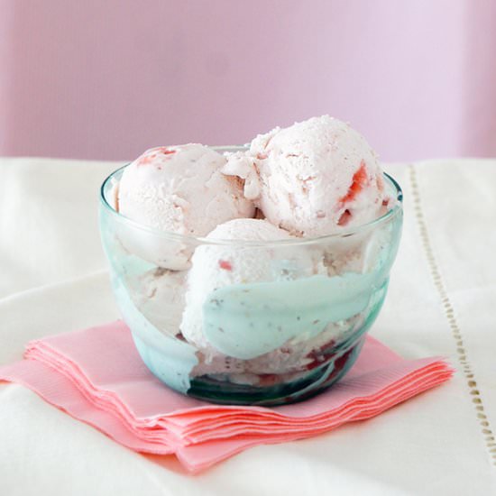 Rhubarb and Strawberry Ice Cream