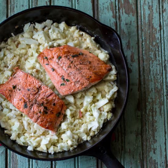 Salmon with Cauliflower Risotto