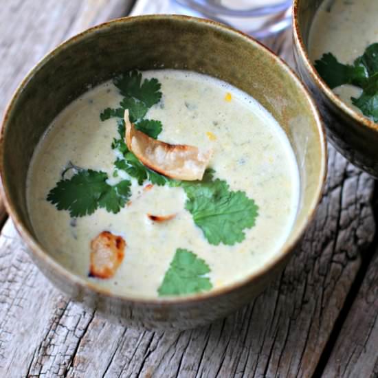 Roasted Poblano and Corn Soup