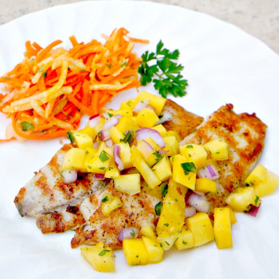 Tilapia with Mango Pineapple Salsa