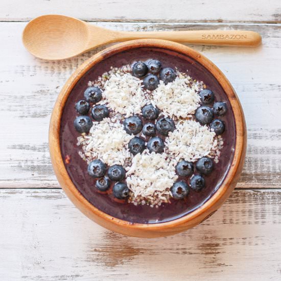 Blueberry Peach Pecan Acai Bowl
