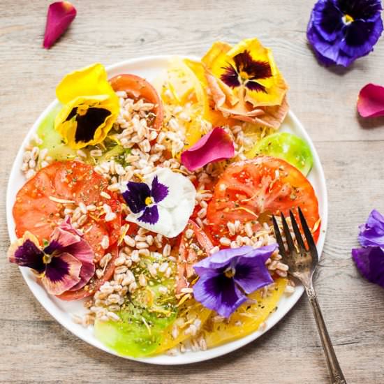 Tomato Salad with Edible Flowers