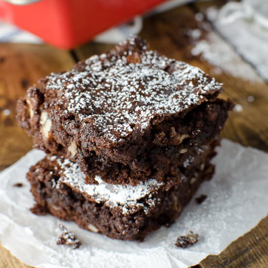 Dark Chocolate Rhubarb Brownies