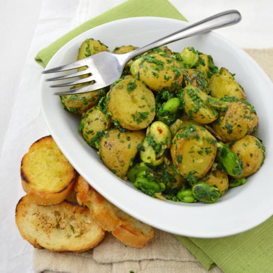 Spinach Pesto w/ Fava and Potato