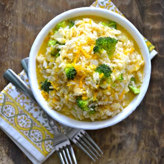 Creamy Broccoli Cheddar Rice