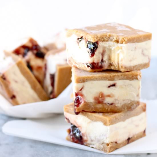 PB and J Ice Cream Sandwiches