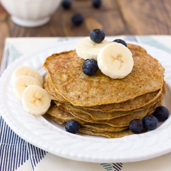 Banana Egg Almond Butter Pancakes