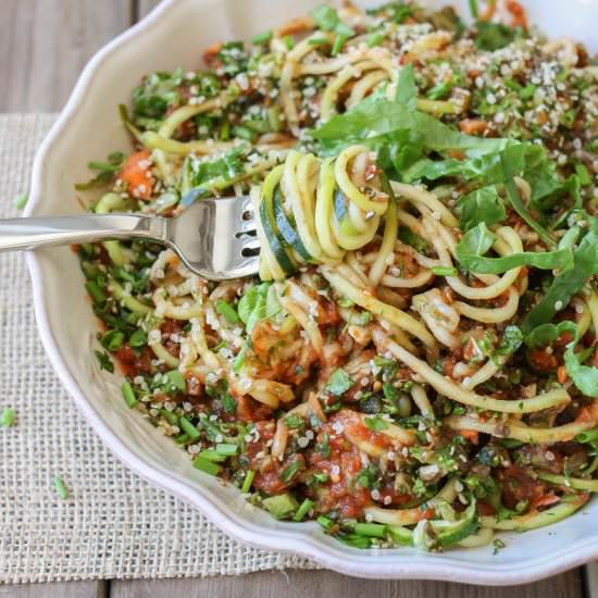 Raw Zucchini Noodles & Veggies